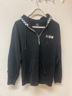VANS Checkerboard Hooded Quarter Zip Sweatshirt (M)